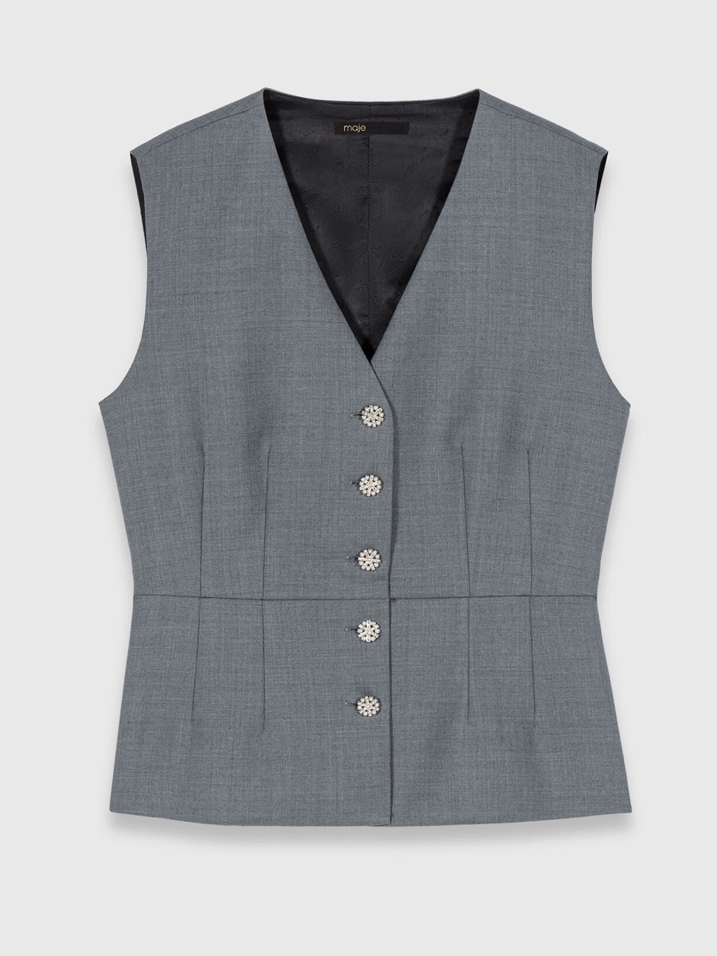 Nwot Maje Jewel-Button Tailored Vest Size 34 Xs